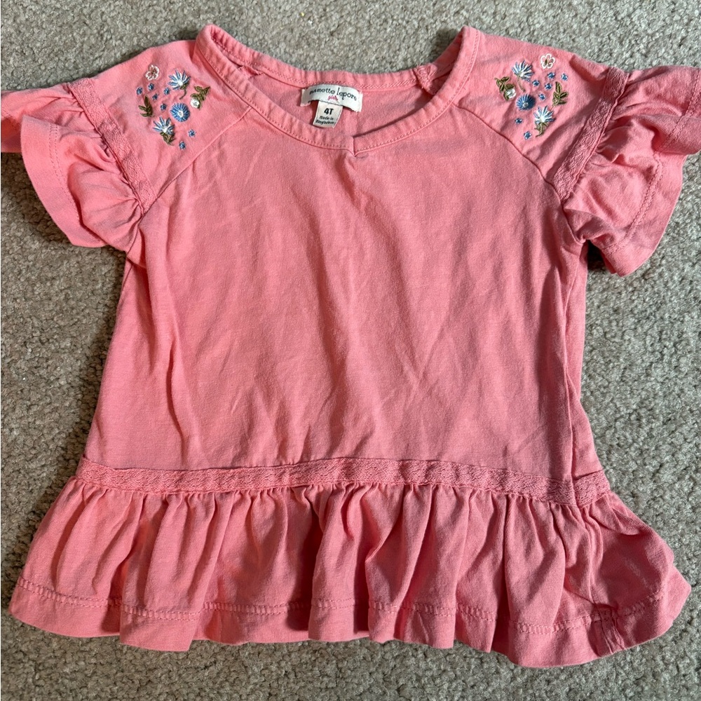 Nanette Lepore Pink Ruffle Sleeve Kids Blouse